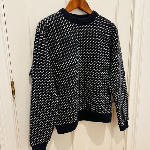 Vintage LL Bean 80's Birdseye Knit Wool Sweater Size Large - Picture 14 of 16